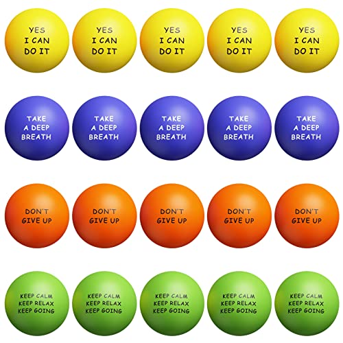 KDG Motivational Stress Balls(20 Pack) for Kids and Adults,Stress Relief Ball with Quetos to Rrelieve Anxiety and Manage Anger - color: 20 Pack