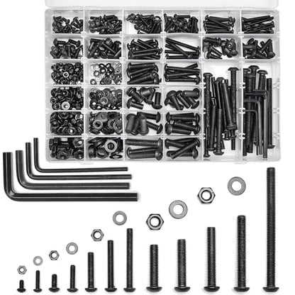 688Pcs M4 M5 M6 M8 Screw and Bolt Assortment Set 12.9 Grade Alloy Steel Metric Fastener Set Machine Screw and Nut Set Hex Screws Nuts Washers Kit(Black) - color: X14-large-688 M4 M5 M6 M8 Button Head(Black)