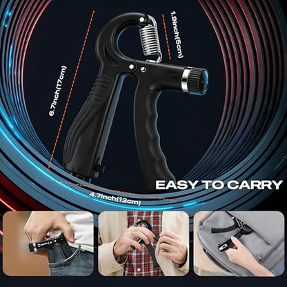 JTHEW Grip Strength Trainer - Adjustable Resistance 11-132lbs/5-60kg Hand Gripper & Forearm Strengthener Device with Smart Counter for Sports & Rehab - color: Black