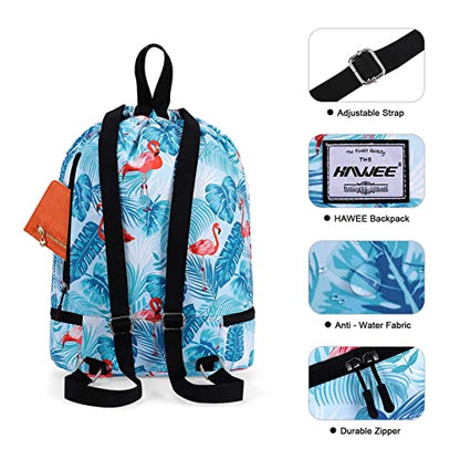 Dry Wet Drawstring Backpack with Shoe Compartment for Women Adjustable Gym Bag - color: Flamingo Blue