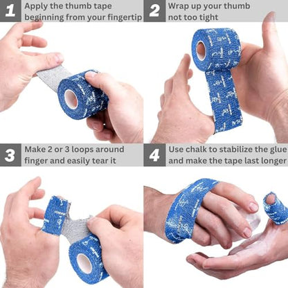WARM BODY COLD MIND 1.85" Weightlifting Thumb Tape - Hook Grip Tape for Powerlifting, Cross Training, Gym Tape, Workout, Weight Lifting Tape, Athletic Finger Wrap (Blue 3 Rolls) - color: 3 Rolls Blue