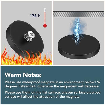DIYMAG Rubber Coated Magnets, 4 Pack Magnetic Mount Base with M5 Studs | Strong Round Magnetic License Plate Holder 30LBS Neodymium Magnet Threaded Heavy Duty for Light Bar, Mirror, Camera, Wall