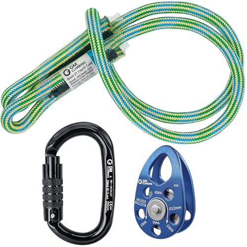 GM CLIMBING Swing Cheek Micro Pulley 30kN CE UIAA Certified - color: Pulley Kit | Ball Bearing, Triple Lock