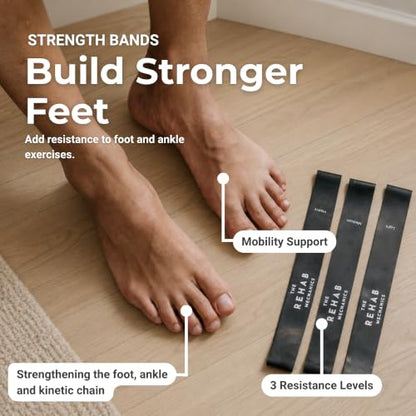 Foot Strength Bands – Latex Resistance Bands for Foot, Ankle & Toe Strength | Helps with Plantar Fasciitis, Bunions, Hammer Toe & Balance · QR-Linked Exercise Programs - Set of 3