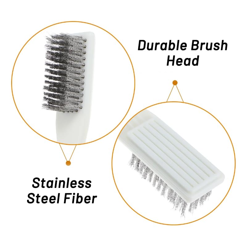 4 Pack Bowling Shoe Brushes - Stainless Steel Wire Cleaning Scrubber for Shoes Sliders Golf Cleats and Boots - Durable Brush Cleaner Kit for Mud and Dirt (White)