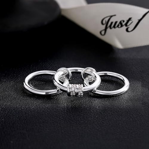 Gold Stackable Rings for Women Non Tarnish, Dainty 14K Gold/Silver Plated Cubic Zirconia Spinelli Ring Chunky Multi Rings Mixed Metals Ring Stack Set Non Tarnish Jewelry - color: Plain-Silver, size: 11