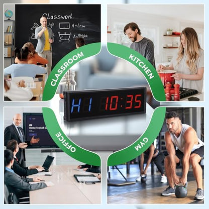 15'' Bluetooth Gym Timer Clock for Home Gym for Sport Boxing | Digital Display Stopwatch Interval Workout Timer Adjustable Buzzer Volume with Remote and APP Control for Fitness Kitchen