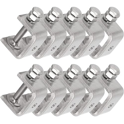 Stainless Steel C Clamps Mini 1 Inch for Mounting, Heavy Duty Metal U Clamps for Metal Working, Small Desk Clamp with Stable Wide Jaw Opening & Protective Pads/I-Beam Design (10pcs) - color: 1 3/16 In-10pcs-30mm