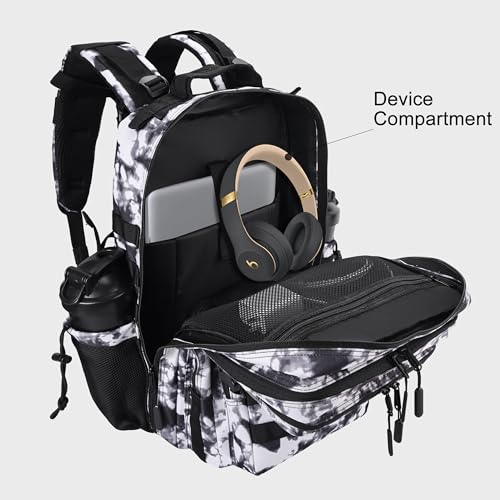 LHI Military Tactical Backpack for Men and Women 45L Army 3 Days Assault Pack Bag Large Rucksack with Shoe Compartment - color: 1.6 Black and White