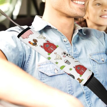 Universal Soft and Comfortable Car Seat Straps Shoulder Pads for Adult Use, Stroller Pushchair High Chair, 2PCS Farm Animal Farmhouse Barn Cow Chicken Pig Harness Pads Strap - color: Pattern 1169