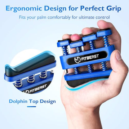 FitBeast Finger Strengthener, Finger Exerciser, Hand Exerciser for Improve Dexterity and Strength in Fingers, Hands, Forearms–Grip Strength Trainer for Musicians, Climbers - color: 3 Piece Set -Green Blue Red