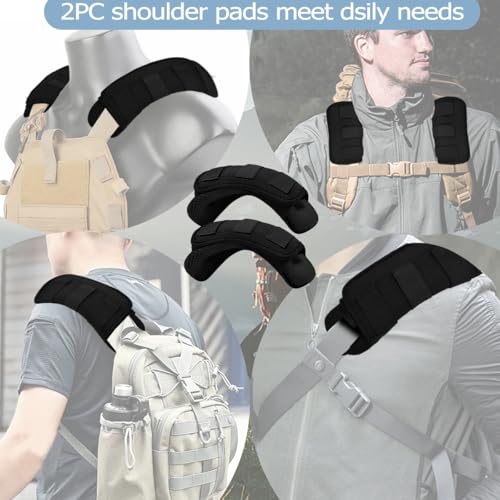 ZINMARK 2-Pack Shoulder Pad Ultra-Thick Tactical Vest Cushion for Laptop Bags, Messenger Bags, Briefcase Bags, Luggage Bags, Tool Bags, Travel Bags and Most Bags, Black - color: Black