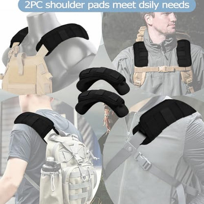 ZINMARK 2-Pack Shoulder Pad Ultra-Thick Tactical Vest Cushion for Laptop Bags, Messenger Bags, Briefcase Bags, Luggage Bags, Tool Bags, Travel Bags and Most Bags, Black - color: Black