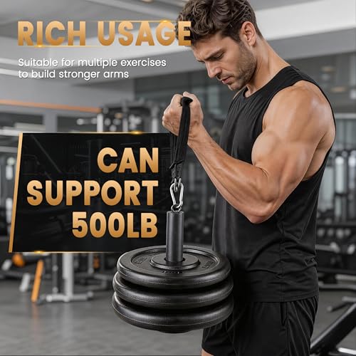 Loading Pin for Cable Pulley System, 500LB Capacity Weight Stack Pin with Carabiner, Fits 1" & 2" Olympic Plates, Anti-Slip Base for Home Gym, Power Rack & LAT Pulldown Attachment - color: Black-2"loading pin