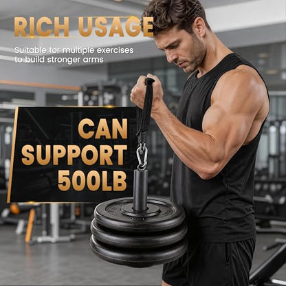 500LB Loading Pin, Carabiner for Cable Pulley LAT Pulldown | Fits 1" & 2" Olympic plates. Heavy steel supports 500LB load. Anti-slip quiet base for home gym strength training - color: Black-2"loading pin