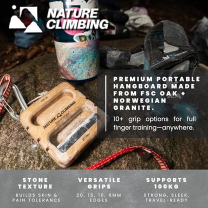 Portable Hangboard | Rock Climbing Hangboard | Hang Board for Climbing | Fingerboard | Strengthen Your Fingers | Bouldering Gifts | Hard Wood - color: Granite