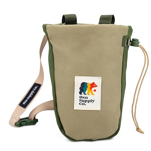 Del Cerro - Chalk Bag for Rock Climbing, U-Shaped Chalk Bucket with Zippered Pocket, Drawstring, Abrasion-Resistant Fabric, Perfect Gear for Indoor/Outdoor Climbing Bouldering - color: Olive Green