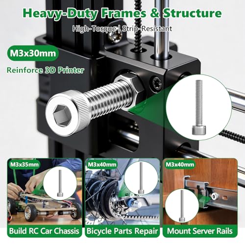 466 Pcs M3 Hex Socket Cap Screws Nuts Washers Wrench Kit, 304 SS | (6mm-40mm) with 2 Hex Wrenches, Metric Fastener Set for 3D Printing & Machinery DIY Repair,Clear Label Storage Box - size: SS M2 466pcs 3