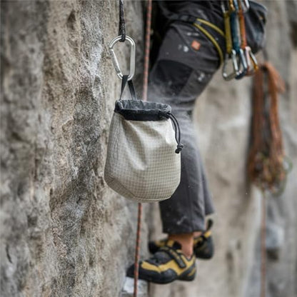 Climbing Chalk Bag with Drawstring Closure - Lightweight Waist Pouch for Rock Climbing, Bouldering & Gym Training (1 Pack) - color: Silver