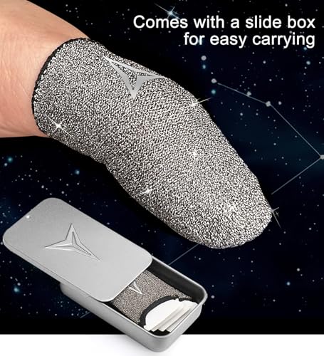 Longer Size for 5 Fingers, No More Slipping,Professional Pure Silver Fiber Finger Sleeves for Mobile Gaming– Maximum Touch Sensitivity, Anti-Sweat,6 Pack (M) - size: M