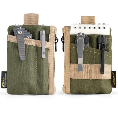 VIPERADE VE28 6-in-1 EDC Pouch, 500D Compact EDC Pocket Organizer, Molle Extension Tool Storage Bag, Small Coin Purse/Card Holder/Swiss Army Knife Pocket Pouch (Green/Tan) - color: Green/Tan