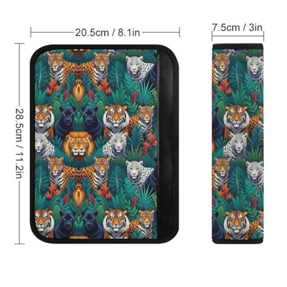 2 Piece Jungle Animals Lion Tiger Leopard Print Car Seat Belt Pad Breathable Seat Belt Cushion for Child, Stroller Pushchair High Chair, Easy Install (No Tool) - color: Pattern 111