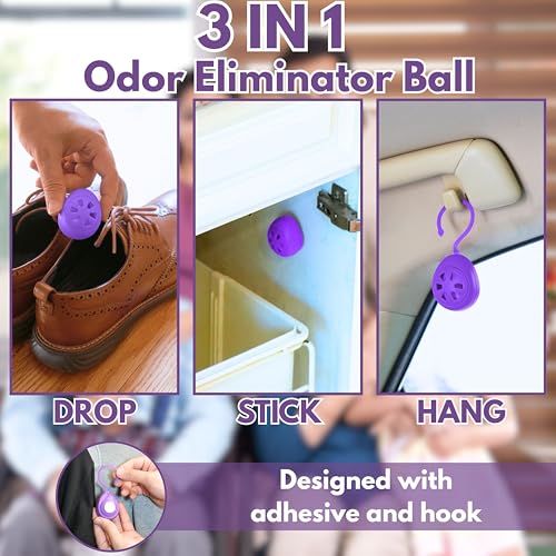Air Jungles Shoe Deodorizer Balls 6 Ct, Lavender Scent | Odor Remover Balls for Sneakers, Gym Bags, Lockers, Closets, Hampers, and Drawers, Essential Oil Provides Natural Freshness - size: 6 Count (Pack of 1)