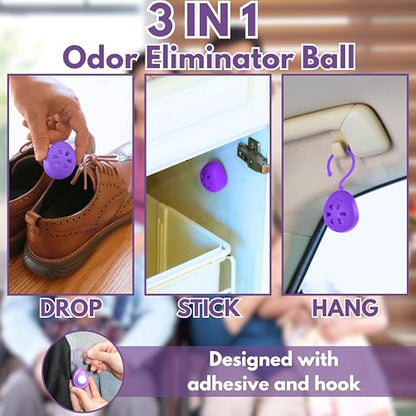 Air Jungles Shoe Deodorizer Balls 6 Ct, Lavender Scent | Odor Remover Balls for Sneakers, Gym Bags, Lockers, Closets, Hampers, and Drawers, Essential Oil Provides Natural Freshness - size: 6 Count (Pack of 1)