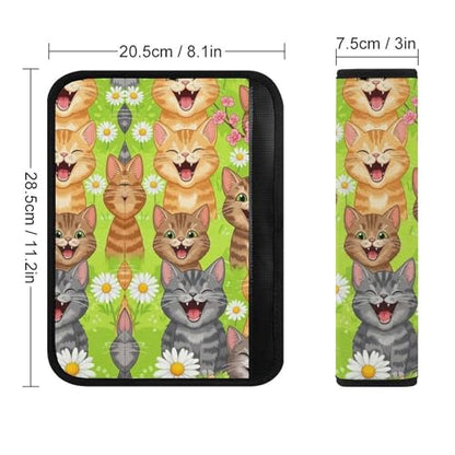 2 Pack Universal Fit Car Seat Belt Pad for Adult Use, All Vehicles, Funny Cats Seat Belt Covers Cushion, Anti-Slip Pad - color: Pattern 800