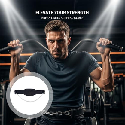 Weight Lifting Belt, Fitness Dip Belt for Pull-Ups, 35.4 in / 90 cm Chain, Double Layered Gym Weight Belt with D-Ring for Fast Loading, Strength Training Workout Belt
