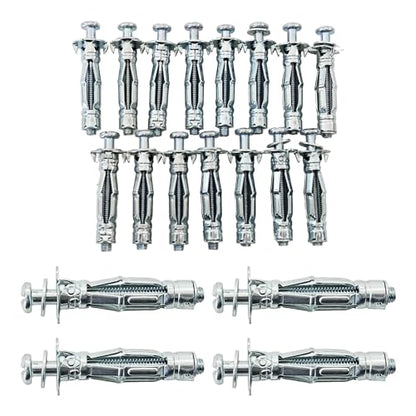 15Pcs M4x32mm Heavy Duty Zinc Plated Steel Molly Bolt Hollow Drive Wall Anchor Screws for Drywall, Plaster, and Tile, Ideal for Home and Professional Use - size: M4x32mm