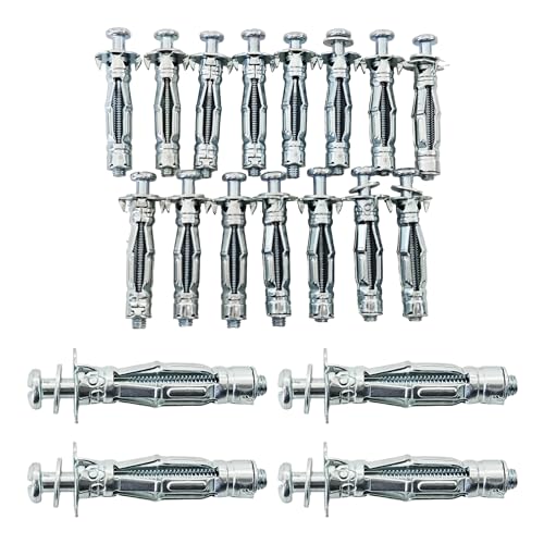 15Pcs M4x32mm Heavy Duty Zinc Plated Steel Molly Bolt Hollow Drive Wall Anchor Screws for Drywall, Plaster, and Tile, Ideal for Home and Professional Use - size: M4x32mm