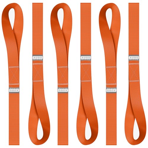 Soft Loop Tie Down Straps - 1,500 Load Capacity & 4,500 Lbs Breaking Strength - 6 Pack - Loops for Securing ATV, UTV, Motorcycles, Scooters, Dirt Bikes, Lawn & Garden Equipment - by AUGO - color: Orange, size: 12 Inch