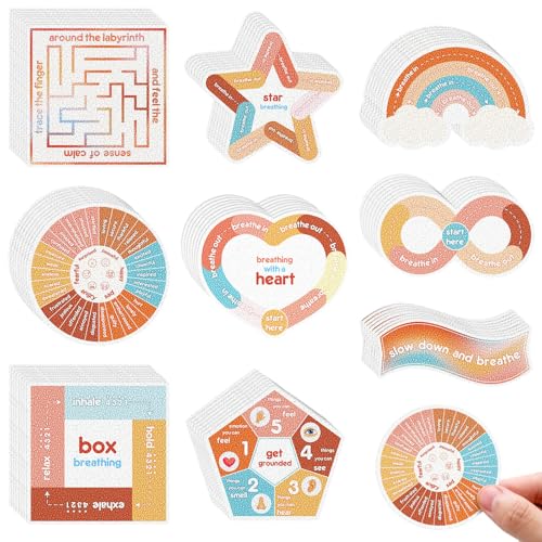 Libima 72 Pcs Anxiety Sensory Stickers Textured Stickers Fidget Mindfulness Sticker School Counselor Supplies Adult Sensory Items Anxiety Relief, 9 Styles (Groovy Color) - color: Groovy Color