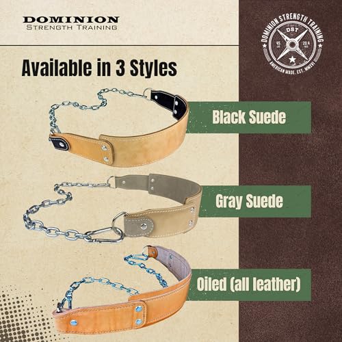 Heavy-Duty Leather Dip Belt with Steel Chain - Ultimate Accessory for Weighted Pullups, Dips, and Progressive Overload - color: Gray Suede