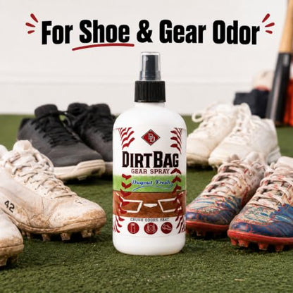 DirtBag Gear Spray by Diamond Dapper - Sports Gear Deodorizer Spray for Shoes, Cleats, Gym Bags, Gloves, Helmets, Pads and Sports Equipment, Dugout Fresh Scent, 8 oz