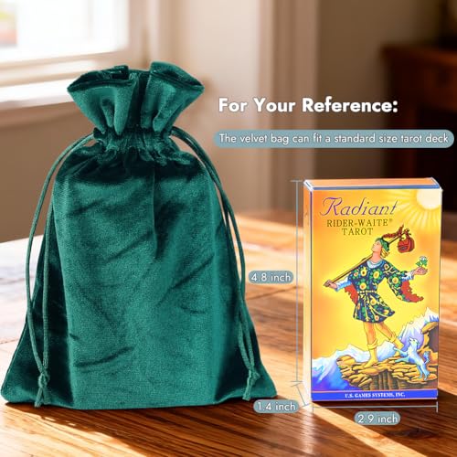 HRX Package Soft Velvet Gift Bags, 5.1x7.8 inch Velvet Drawstring Pouches Deep Teal Green for Jewelry Crystal Dice Tarot Rune (4 Pack) - color: Deep Teal Green