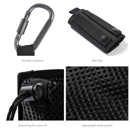 BASSDASH Tactical Molle Water Bottle Pouch with Carabiner Foldable Mesh Holder Bag for Travel Fishing Hunting Hiking Outdoor Activities - color: Black with Molle Straps