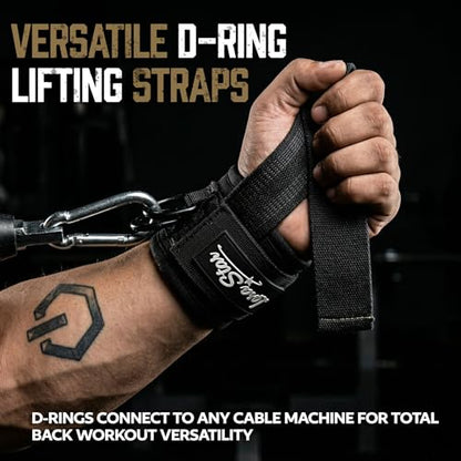 Weight Lifting Strap with D Ring,Lifting Straps,Non-Slip Wrist Straps for Weightlifting Deadlifting,Wrist Cuffs for Cables Gym, Lifting Cuffs for Cable Machines