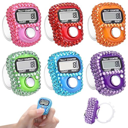 Simgoing Electronic Finger Clicker Counter, Rhinestones Tally Tasbeeh Counter Gifts for Prayer Islamic Golf Counting Goods Lap Knitting Bling Accessories - color: Bright Colors