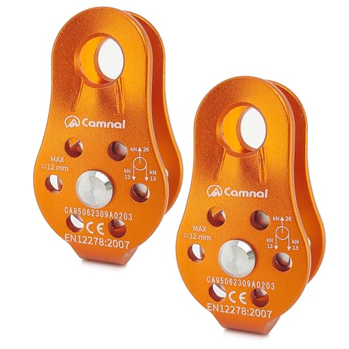 2pcs Fixed Plate 26KN Micro Climbing Pulley, General Purpose Small Single Sheave Hauling Pulley for Rock Climbing, Rappelling, Zipline Sports Etc (Orange, Pack of 2) - color: Orange(Pack of 2)