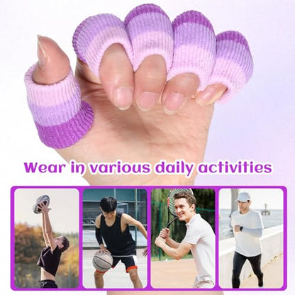 20PCS Finger Brace Compression Sleeves Crochet Finger Guard Thumb Splint Brace Support Elastic Fingers Tape Sport Fingers Cushion for Knitting Writing Basketball Baseball Sport