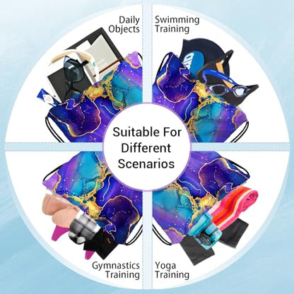 Purple Marble Drawstring Gym Bag Adjustable Gymnastics Storage Pouch for Gymnasts Holding - color: Marble-purple