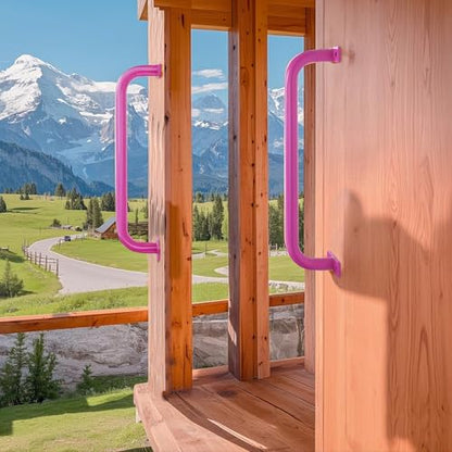 ESPETS 17 Inch 6 Pieces Pink Outdoor Metal Safety Playground Handles | Swing Set Attachment Grab Handle, Weather-resistence Playset Accessories Hand Grips, Indoor Monkey Bars - color: Pink -6 Pcs