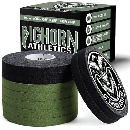 Bighorn Athletics Finger Tape, 0.5-Inch x 45-Feet, 8 Rolls, Military Green/Black - color: Military Green & Black, size: 0.5-Inch