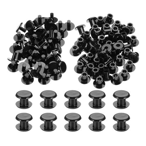 PATIKIL M5x6mm Plastic Binding Post, 50 Sets Plastic Chicago Screws Binding Screw Rivet Post Press-on Buckle for Leather Scrapbook Photo Albums, Black - color: Black, size: M5x6mm