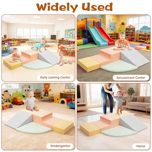 Climbing Toys for Toddlers, 5-Piece Soft Foam Climbing Blocks Set, Toddler Playtime Corner Climber Indoor Foam Play Gym - style: 5-Piece