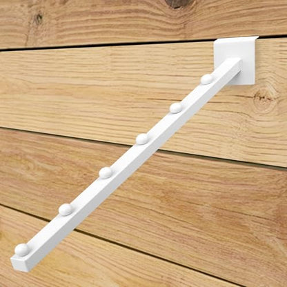 14 Pcs 15.7 Inch 6 Ball Waterfall Slatwall Hooks Metal Slat Wall Hanging Board Accessories Heavy Duty Pegs Panel Display for Clothing Retail Shop Garage (White)