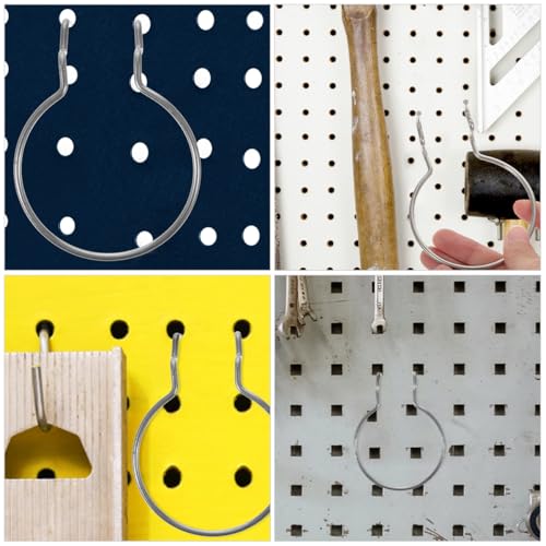 8pcs Heavy Duty Metal Pegboard Hooks, Dual Wire Pegboard Tool Holders for Garage and Workshop, Silver Industrial Hardware Hanging Board Accessories