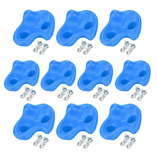plplaaoo 10PCS Plastic Rock Climbing Holds Set, DIY Tree Rock Climbing Holds for Kids & Adults Climber, Kids Indoor and Outdoor Play Set Use, Includes Mounting Screws., Rock Climbing Holds climbin - color: blue